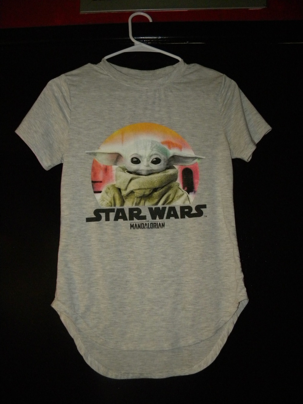 Star Wars Kids Tee with Grogu Graphic - Grey with Sunset Accents